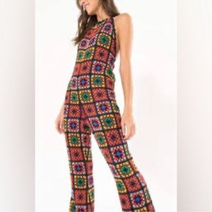 NWT FARM Rio Crochet Square Wide Leg Jumpsuit